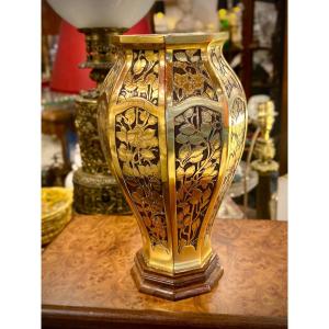 Rare Christofle Vase In Art Deco Bronze