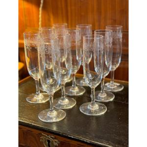 6 Baccarat Sévigné Flutes Ht 17.5cm