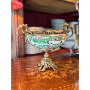 Cantonese Porcelain Cup, Bronze Mount, 19th Century