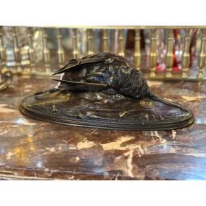 Woodcock, Animal Bronze By Auguste Cain 1821-1894