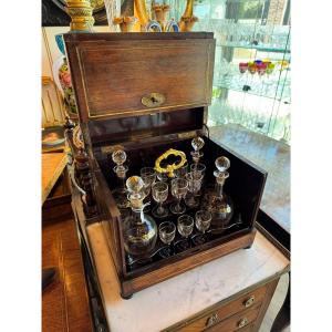 19th Century Liquor Cellar, Bottles And Gilded Glasses