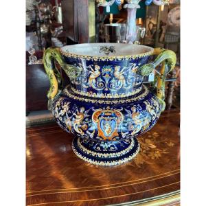 Faenza Gien Vase Snake Handles, Large Model - Renaissance