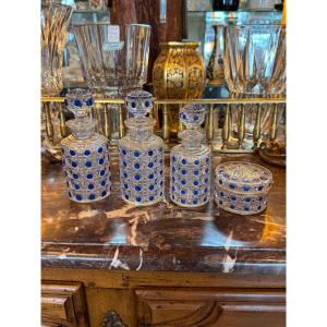 Baccarat Blue Bathroom Bottles With Gilding