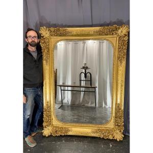 Large 19th Century Mirror High 180 X 134 Cm Charles X, Exceptional Model, Very Good Condition
