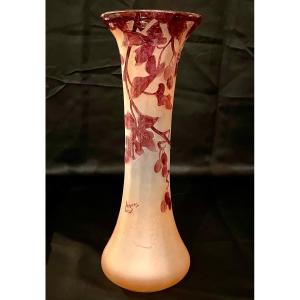 François-théodore Legras Vase Ruby Series Height 35 Cm