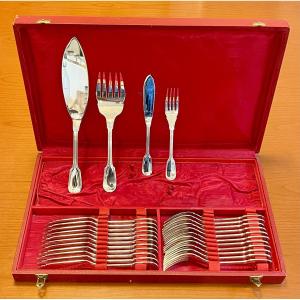 Christofle Chinon Fish Cutlery With Serving Cutlery, Recent,