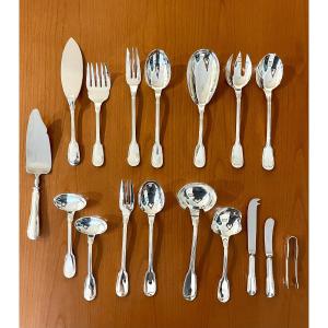 Christofle Chinon Serving Cutlery, Fish, Salad, Sauce, Cheese, Etc.