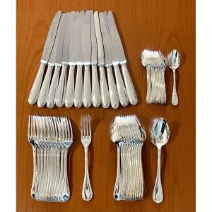 Christofle Perles, 48-piece Silverware Set In Excellent Condition 