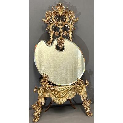 Large Bronze Table Mirror 89cm High