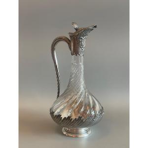 Ewer In Sterling Silver And Crystal Louis XV Style