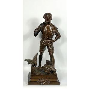 The Cockfight, Emile Laporte French Sculptor From The 19th Century