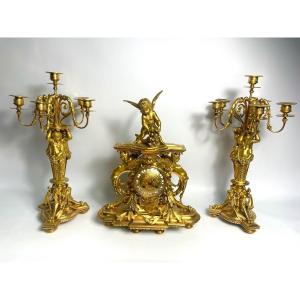 19th Century Gilt Bronze Fireplace Trim