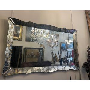 Large Mirror Marble Effect Circa 1960