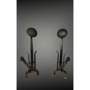 Pair Of Modernist Andirons 