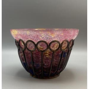 Schneider Signed Cup In Pink And Parma Opalescent Glass Circa 1920