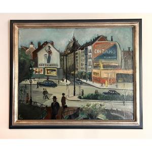 Oil Painting On Canvas, Lively Street Scene « walking Down The City »