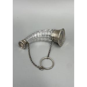 Perfume Bottle, Silver And Crystal, 19th Century 