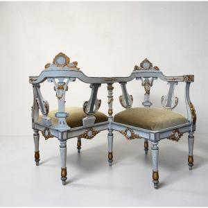 Louis XVI Style Private Sitting Table, Carved And Patinated Wood