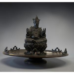 ⸻ Bronze Inkwell With Immortal Decoration Japanese-inspired French Work