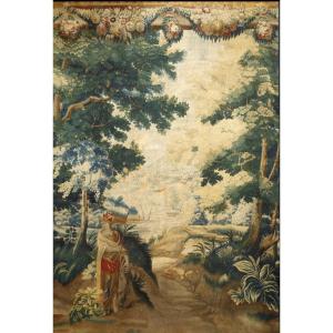 18th Century Flanders Tapestry, Animated Greenery Décor