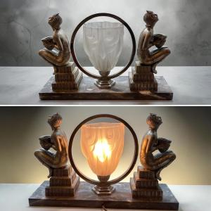 Jacques Limousin Egyptian Art Deco Lamp