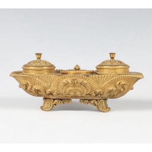 Gilt Bronze Double Inkwell, First Empire, XIXᵉ Century