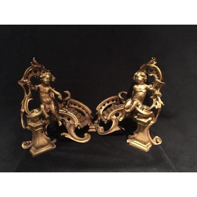 Pair Of Louis XV Bronze Andirons