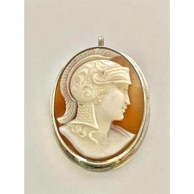 Helmeted Man Cameo Pendant Or Brooch
