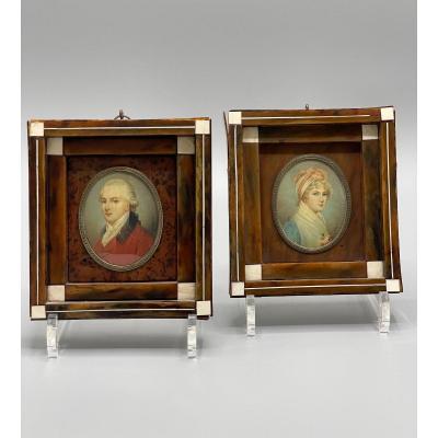 Pair Of Miniatures On Ivory XIX Century