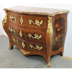 Commode In Bronze Dore Marquetry Napoleon III 19th