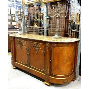 Large Buffet Napoleon III 208 Cm Bronze Dore Walnut