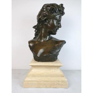 Bronze Bust Of Young Woman J. Lambeaux
