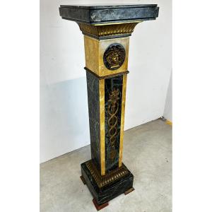Empire Column In Marble And Gilt-bronze 19th Century