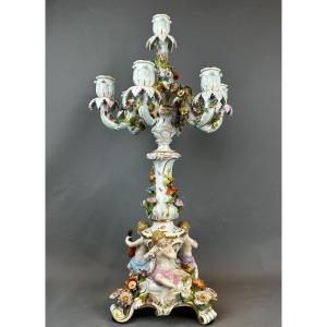 19th Century Meissen Porcelain Figurative Candelabra 60 Cm