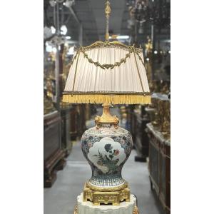 Napoleon III Chinoiserie Lamp In Porcelain And Gilt Bronze