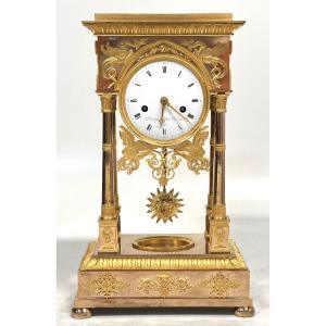 Louis XVI Portico Clock Signed Baudin Au Petit Carreau 18th Century Gilt Bronze