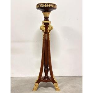 Important Napoleon III Pedestal 19th Century Mahogany Gilt Bronze