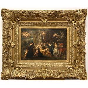 Oil On Canvas After Peter Paul Rubens, Allegorical Scene, 19th Century, Dated 1861