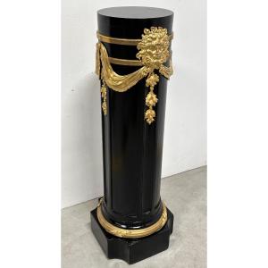 Napoleon III Column In Blackened Wood And Gilded Bronze