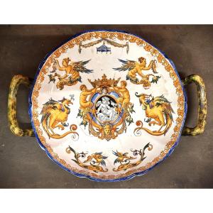 Italian Decorative Ceramic Plate, Renaissance Decoration, Late 19th / Early 20th