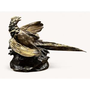 Léon Bureau (1866-1906) Large Bronze Pheasant
