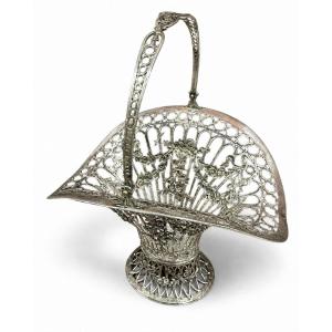 German Art Nouveau Openwork Silver .800 Basket