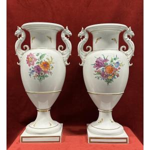 Pair Of Large Porcelain Vases Kpm Berlin, Circa 1900