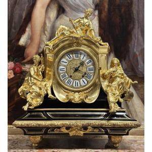 Important Louis XIV Style "parques Clock" After André-charles Boulle