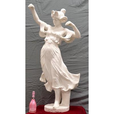 Large Marble Figure 150 Cm The Dancer Carrara Statuario E. Drouot Art Nouveau