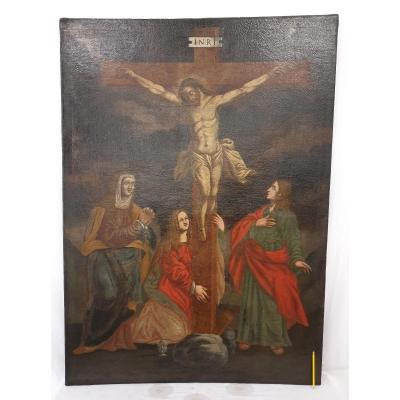 Oil On Canvas Crucifixion Of Christ 17th Century 163x118