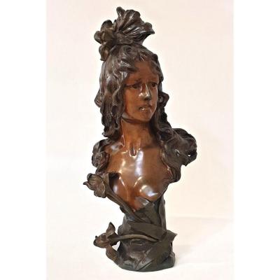 Art Nouveau Bronze Bust Ant Nelson Paris 63 Cm