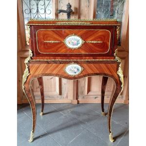 Jardiniere Napoleon III Rosewood Bronze Porcelain 19th Century