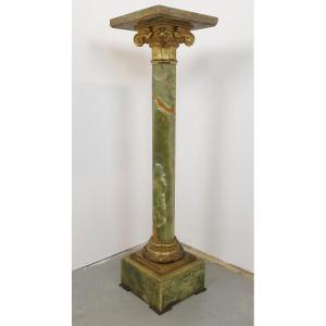 Column In Green Onyx And Gilded Bronze 19th Century
