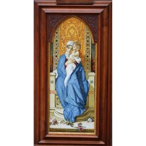 Italian School Lorenzo Becheromi Virgin And Child, Porcelain By Ginori